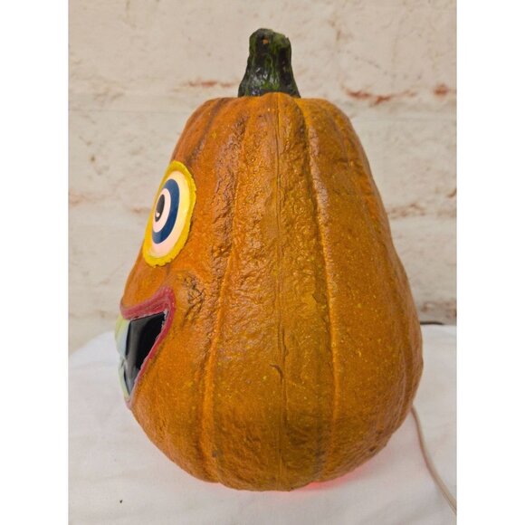 Vintage Gemmy Foam Light up 9" Pumpkin Goofy Face - Picture 4 of 9